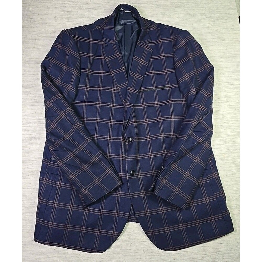 Wetsonjpolo Men’s Plaid Blazer Sport Coat Blue Brown Lined Size 3XL